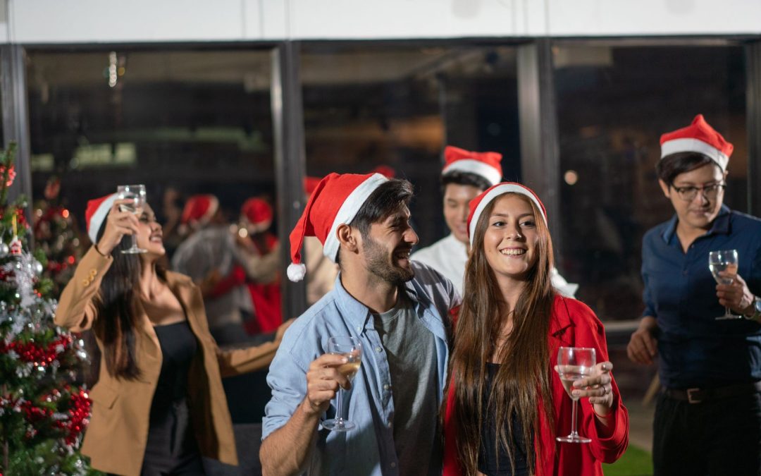 Employees at an office Christmas Party